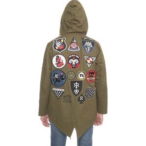 Hooded Military Patchwork Parka Reason Hawker Fishtail Parka jacket